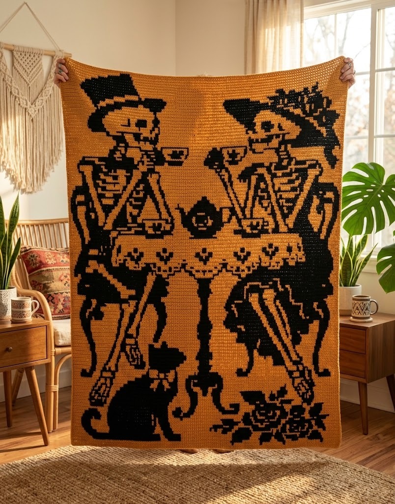 How to Crochet the Skeleton Tea Time Mosaic Blanket: Complete Gothic Whimsy Guide