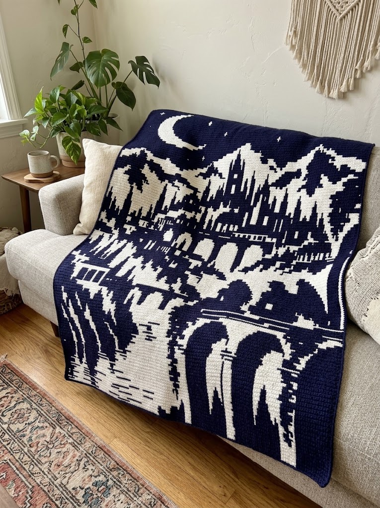ACOTAR Velaris City of Starlight Overlay Mosaic Crochet Blanket Pattern