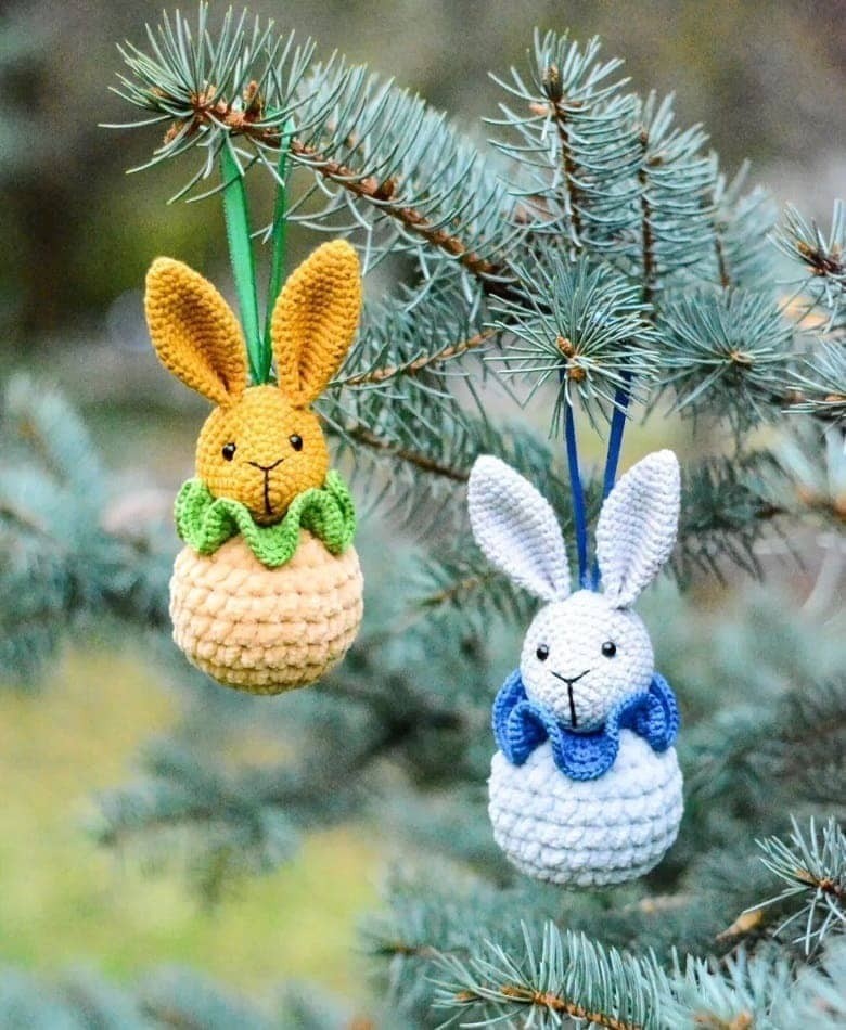Christmas Tree Ornament Bunny Plush Toy Crochet Pattern [Instant PDF] - Amigurumi Patterns PDF Pattern with Written Instructions and Chart