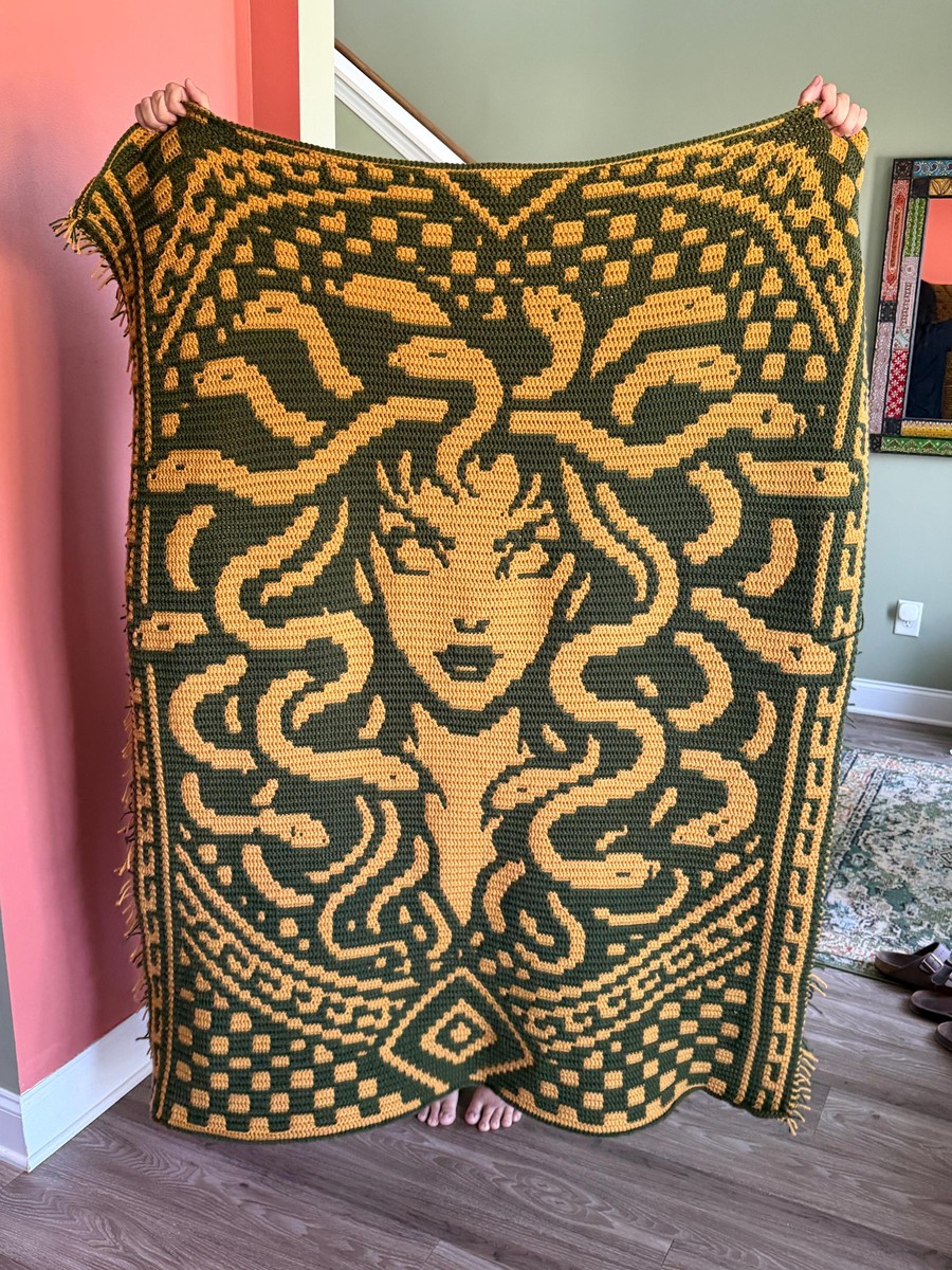 How to Crochet the Medusa Gorgon Mosaic Blanket: Complete Greek Mythology Guide - Close-up Mosaic Stitch Texture