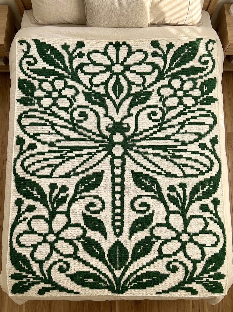 Monarch Butterfly Mosaic Crochet Blanket Pattern [Instant Printable PDF] - Overlay Mosaic Crochet PDF Pattern with Written Instructions and Chart