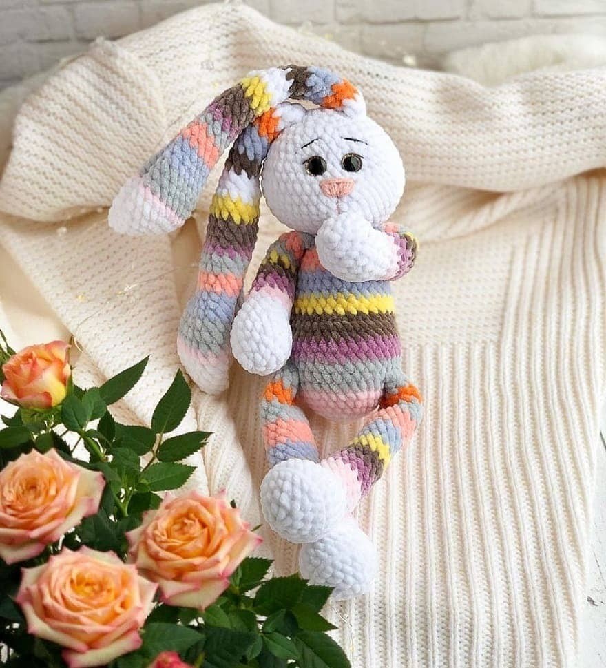 Rainbow Bunny Crochet Plush Toy Crochet Pattern [Instant PDF] - Amigurumi Patterns PDF Pattern with Written Instructions and Chart