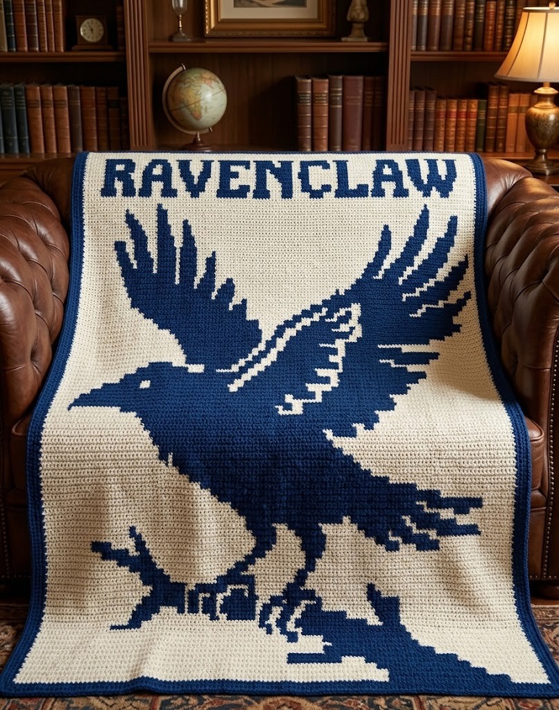 How to Crochet the Ravenclaw Eagle Crest Mosaic Blanket: Complete Wizarding Guide - Stitch Chart & Work in Progress
