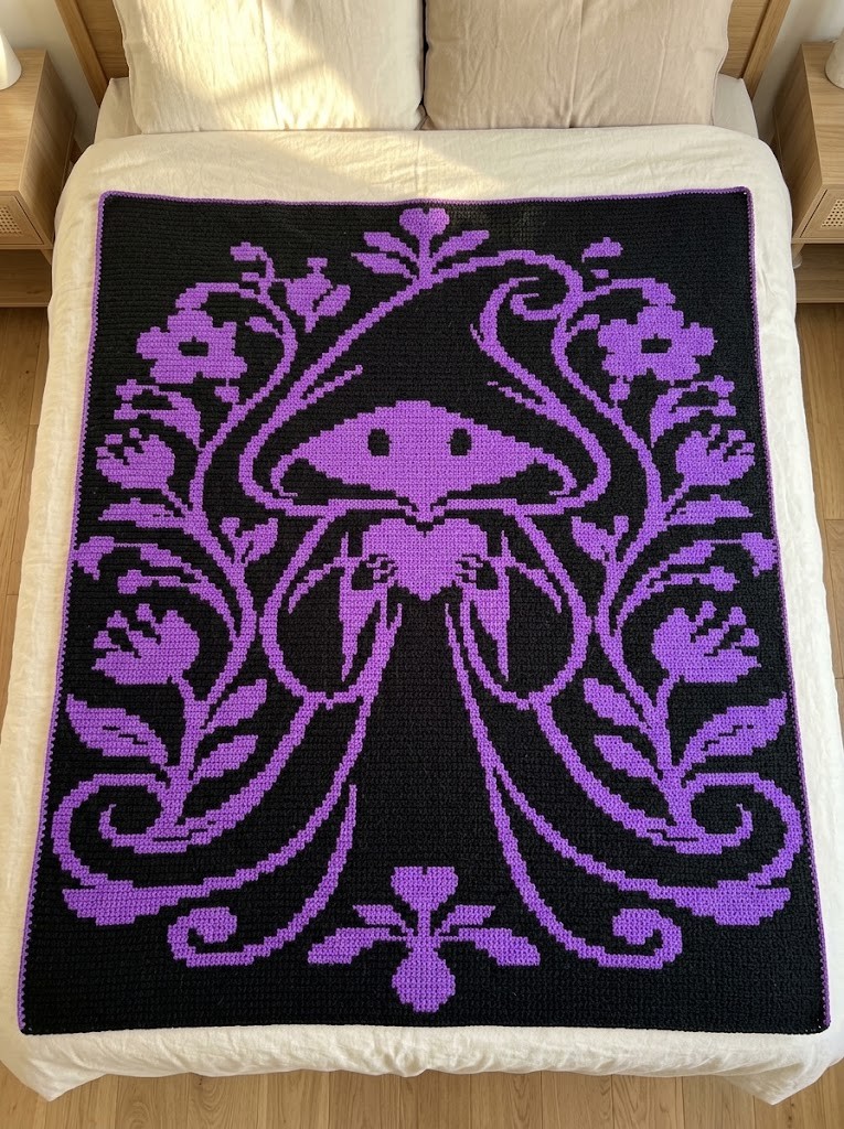 Reaper Bloom Gothic Mosaic Crochet Blanket Pattern [Instant Printable PDF]