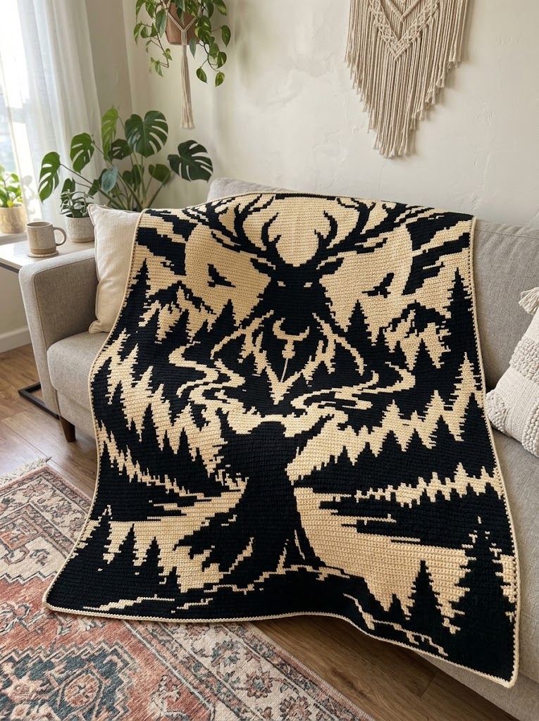 Spellbound Alchemy & Wizard Spellbook Overlay Mosaic Crochet Blanket Pattern