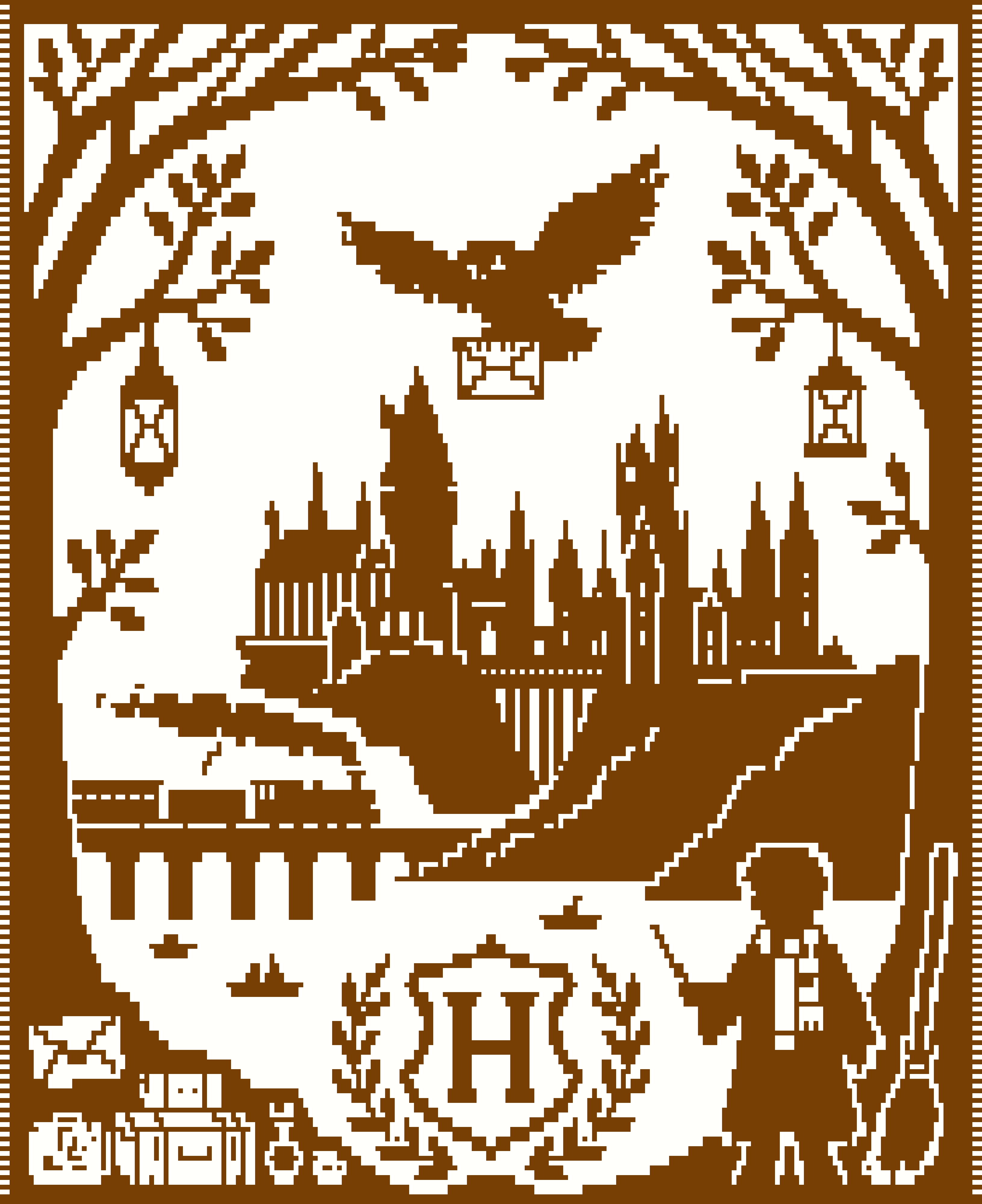 Hogwarts Wizard School Castle Silhouette Mosaic Crochet Blanket Pattern